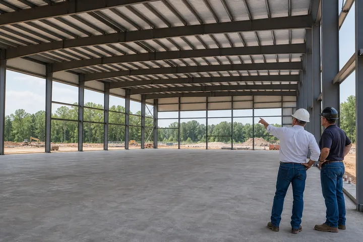 Steel building foundation
